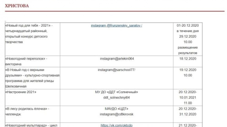 Новый год онлайн: мэрия опубликовала список мероприятий