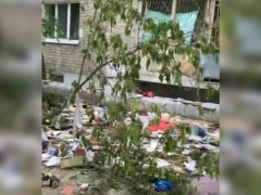 В центре Саратова жильцы выкинули мусор из окна многоэтажки: у дома уже образовалась свалка