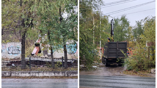 На Стрелке начали сносить автозаправку