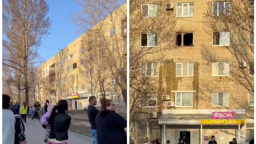 В Саратове загорелась пятиэтажка: взрослых и детей эвакуировали по автолестнице