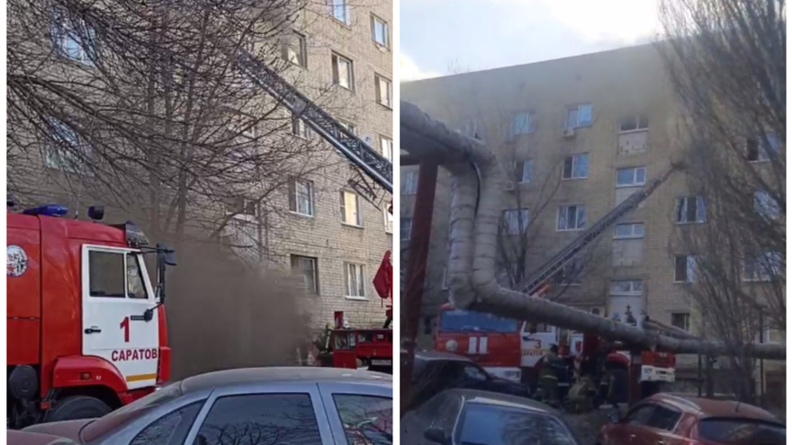 В Саратове загорелась пятиэтажка: взрослых и детей эвакуировали по автолестнице