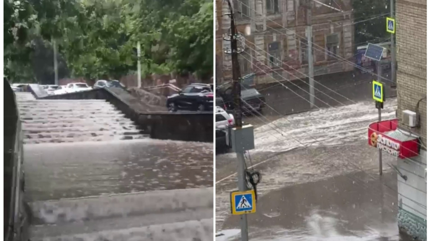 Саратов накрыло мощным ливнем