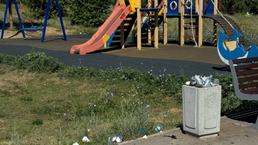 Аллея у детсада в Юбилейном зарастает мусором