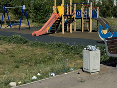 Аллея у детсада в Юбилейном зарастает мусором