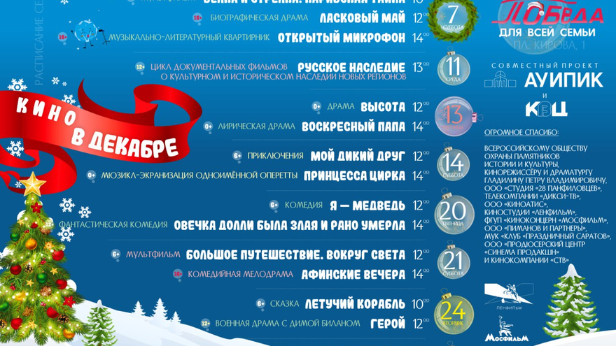Овечка Долли, Белка и Стрелка, Ласковый май: опубликован график бесплатных кинопоказов в Саратове