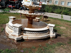 В Энгельсе заметили фонтан с коричневой водой