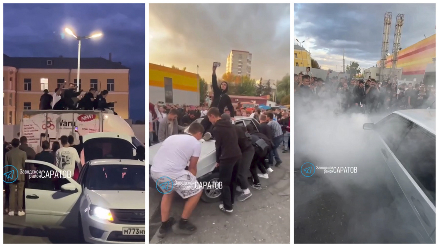 Катались на будке, двигали машины: в Саратове толпа подростков демонстративно нарушала ПДД