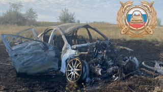 В Саратовской области Mercedes слетел с дороги и сгорел