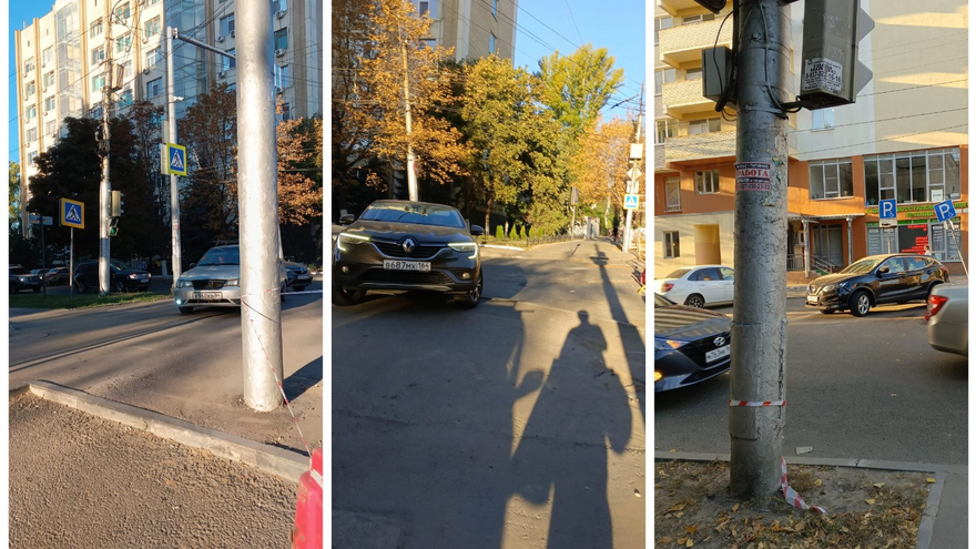 Наглые!: в Саратове водители объезжают закрытый перекресток по тротуару