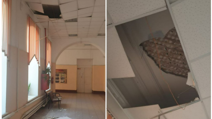 В Саратове в школе-памятнике обвалилась потолочная отделка 
