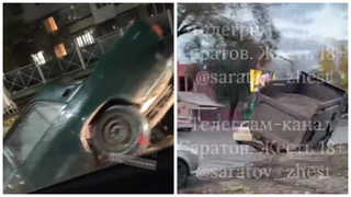 Очевидцы: в Саратове самосвал и легковушка провалились под землю
