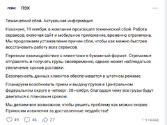 В России парализована работа транспортной компании ПЭК
