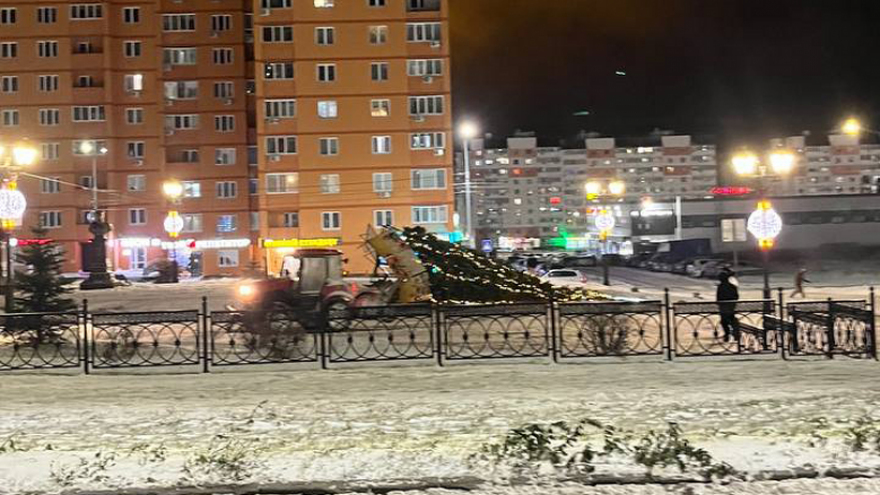 Главная новогодняя елка Саратова рухнула в шторм