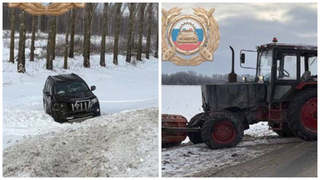 Land Cruiser слетел с дороги после столкновения с трактором: женщина в больнице