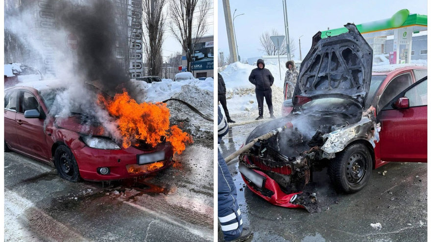 В Балакове загорелась Mazda с двумя угонщиками