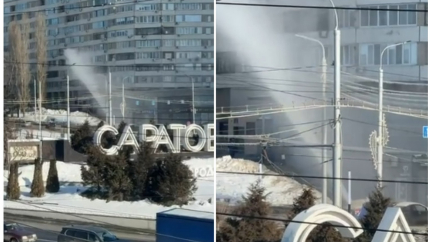За стелой Саратов на Славянской площади забил коммунальный фонтан