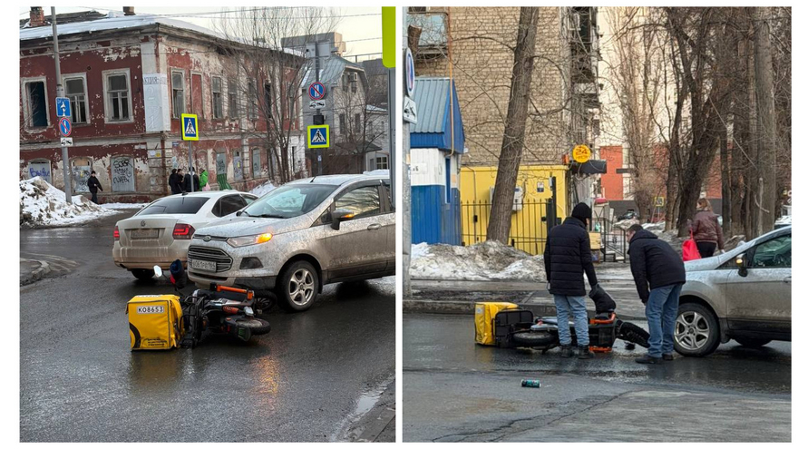 В центре Саратова подбили курьера