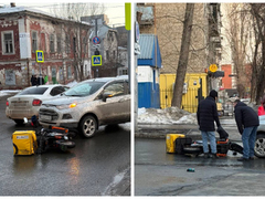 В центре Саратова подбили курьера