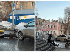 В центре Саратова подбили курьера