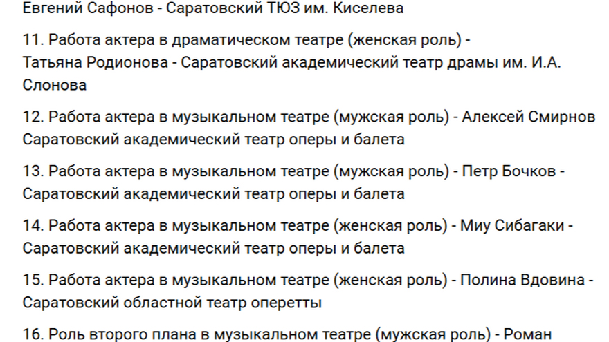 Идиот признан лучшим спектаклем в Саратовской области