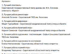 Идиот признан лучшим спектаклем в Саратовской области