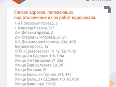В трех районах Саратова на полтора дня отключат воду
