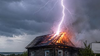 В Саратовской области от удара молнии загорелся дом