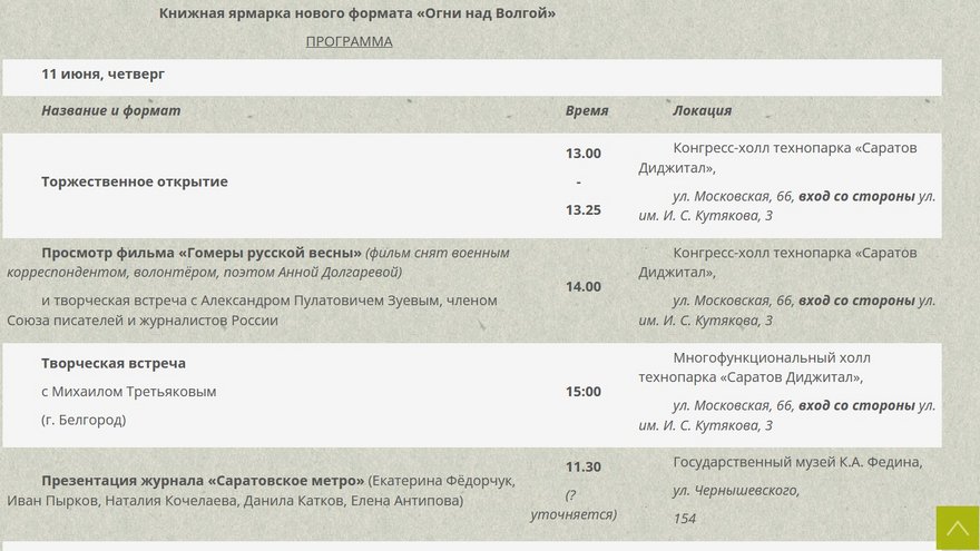 Кинопоказы, концерты бардов, творческие встречи: саратовцев пригласили на книжную ярмарку Огни над Волгой