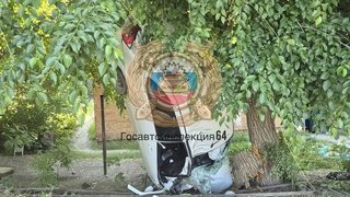 Один вывалился, другой застрял: Лада с двумя трупами уткнулась в землю после мощного удара о дерево