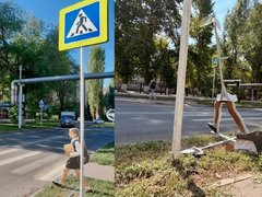 В Энгельсе вандалы сломали макеты пешеходов