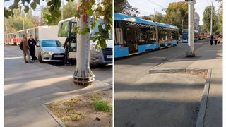 ДТП с автобусом остановило движение трамваев в центре Саратова