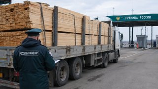 На границе с Казахстаном в Саратовской области задержали грузовик с досками