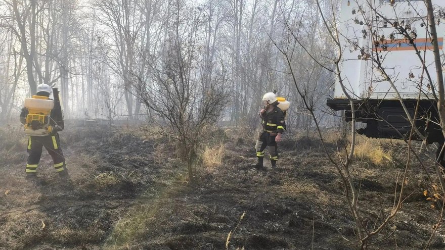 За тушением пожара у саратовского села Лох следят с помощью спутников